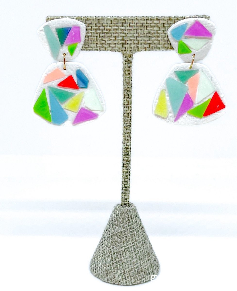 Polymer Clay Mosaic Post Earrings