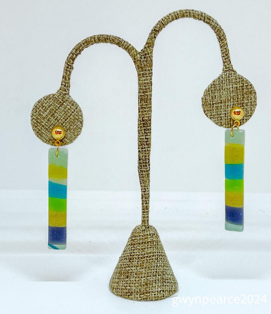 Seaside Stripes Polymer Clay Earrings