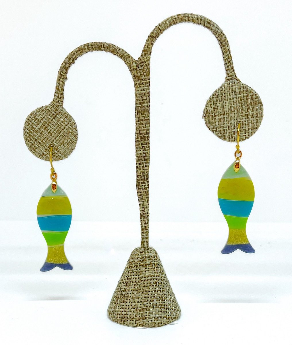 Seaside Stripes Polymer Clay Earrings