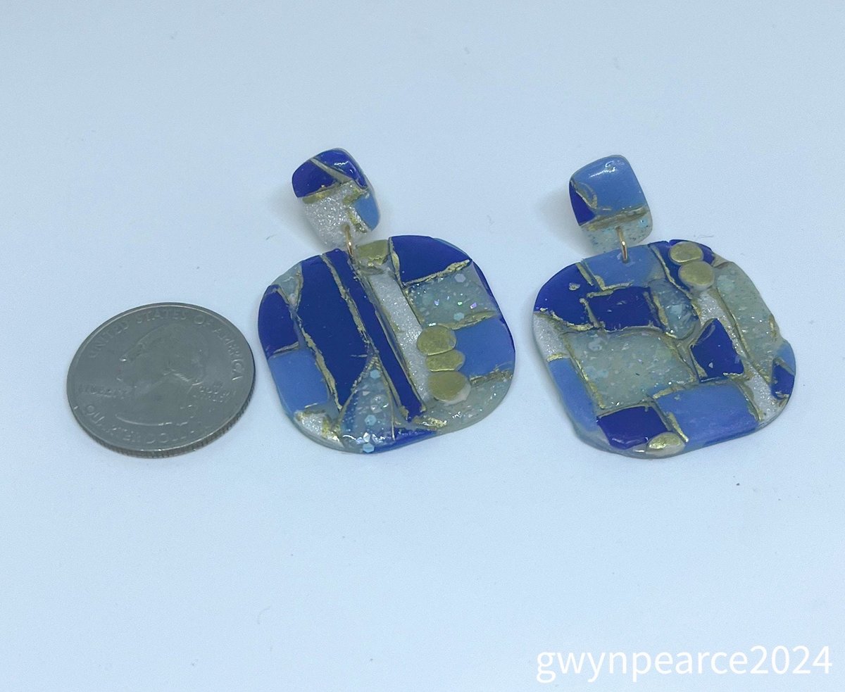 Blue Stained Glass Effect Earrings