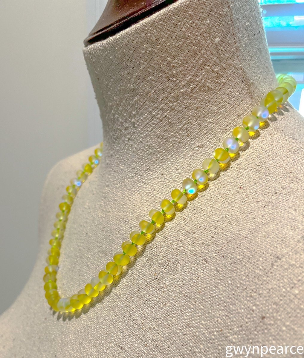 Hand-Knotted Yellow Mermaid Glass Necklace