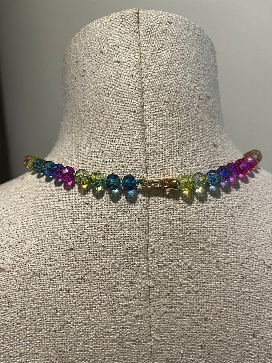 Rainbow Crystal Hand Knotted Necklace