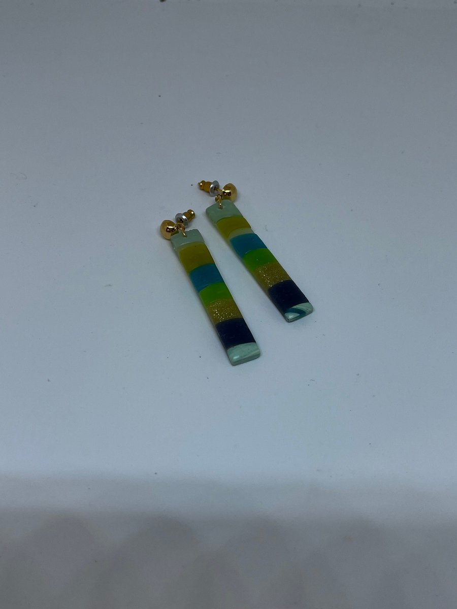 Seaside Stripes Polymer Clay Earrings