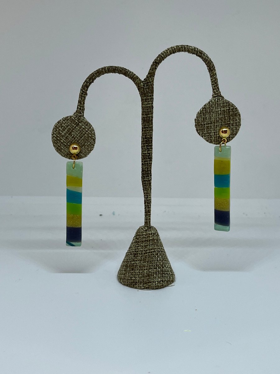 Seaside Stripes Polymer Clay Earrings