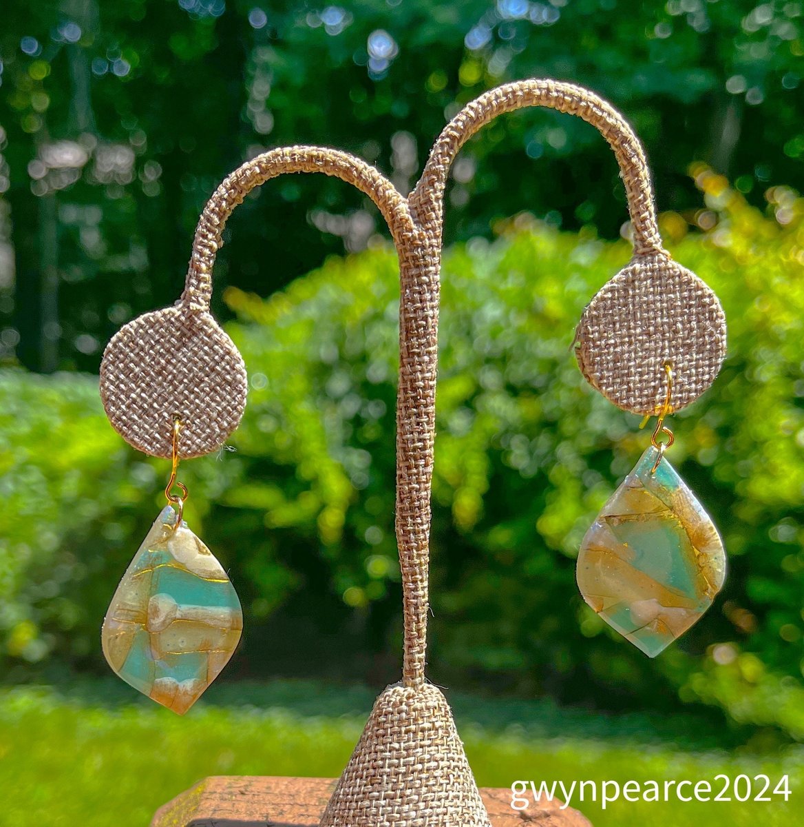 Aqua Stained Glass Effect Earrings