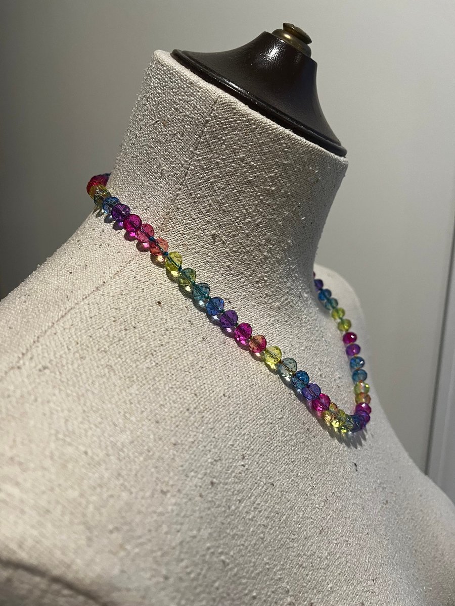 Rainbow Crystal Hand Knotted Necklace
