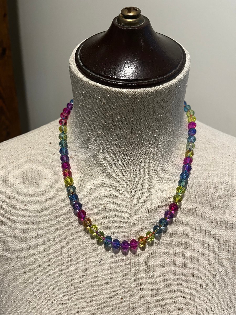 Rainbow Crystal Hand Knotted Necklace