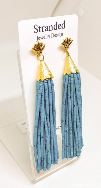 Turquoise Beaded Tassel Earrings
