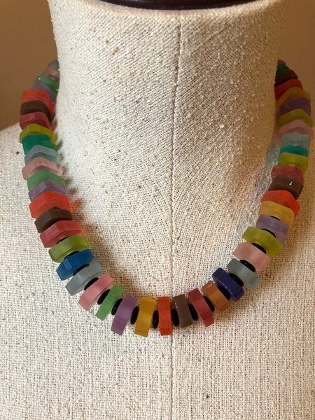 Rainbow Resin Cube Necklace