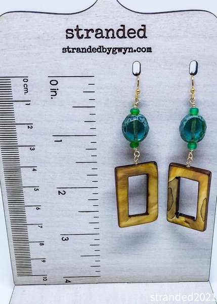 Sea Green Glass and MOP Earrings