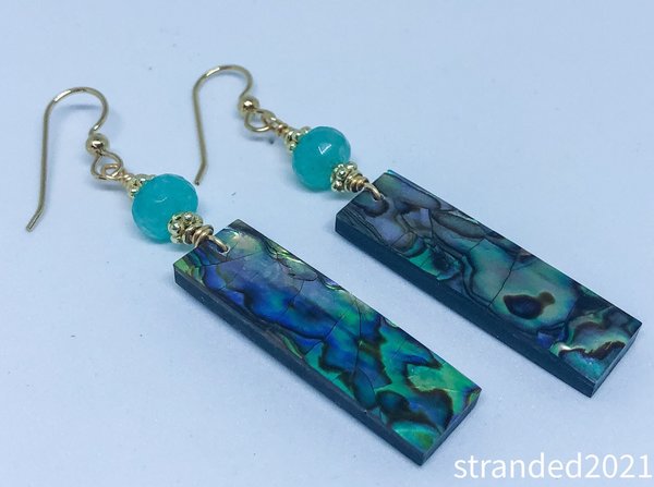 Abalone and Dyed Jade Earrings