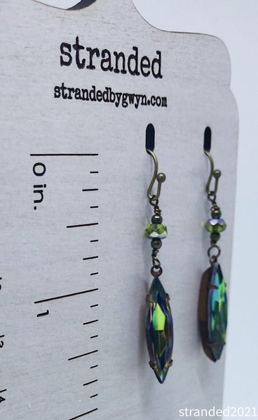Green Vintage Glass Earrings