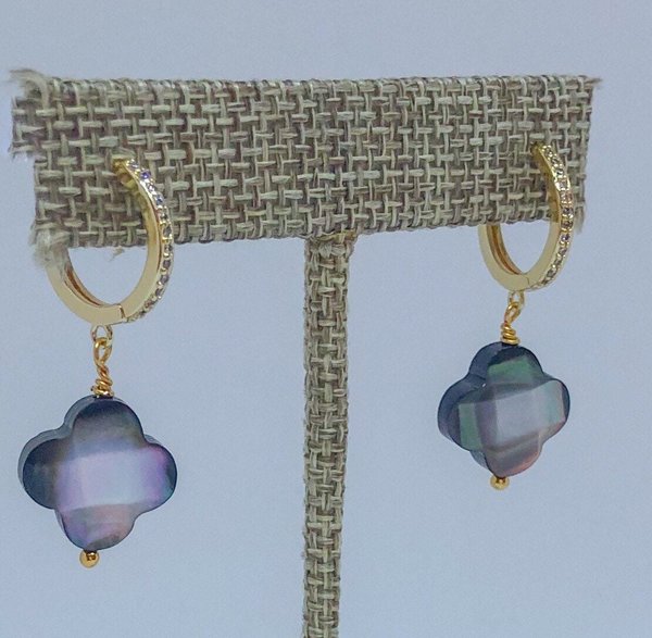 Abalone Drop Huggie Earrings