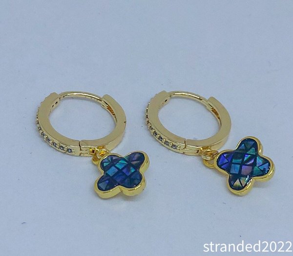 Abalone Mosaic Huggie Drop Earrings