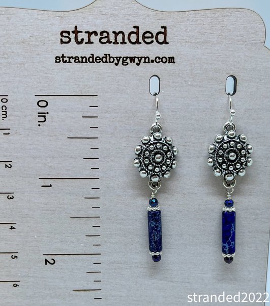 Jasper, Spinel and Sterling Earrings