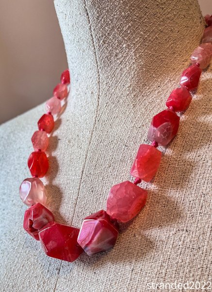 Knotted Pink Agate Necklace