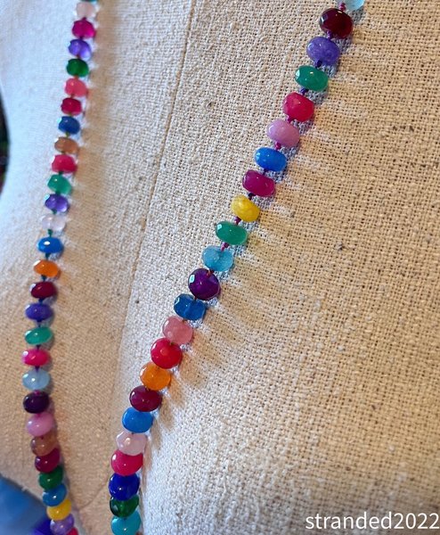 Long Hand-Knotted Dyed Jade Necklace