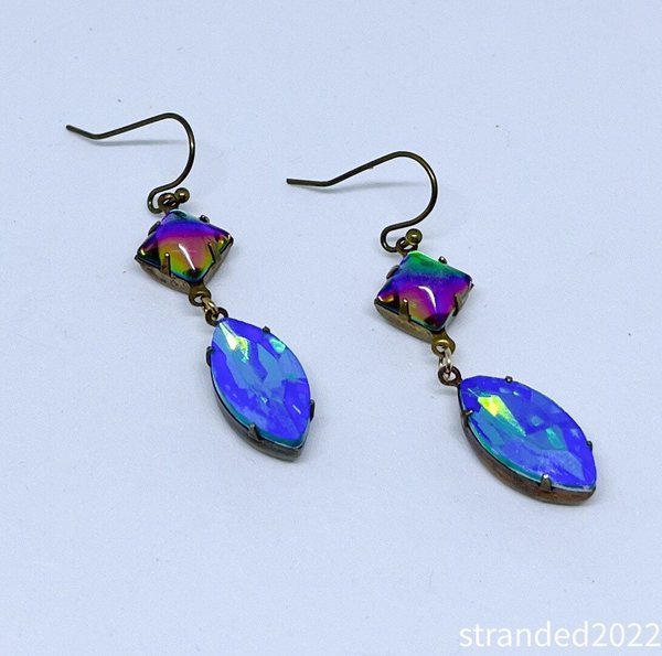 Glacier Blue and Vitrail Crystal Drop Earrings