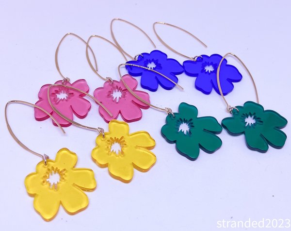Acetate Flower Splash Earrings