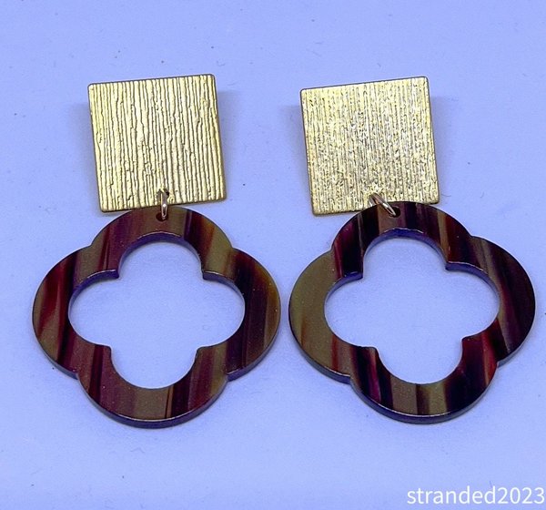 Tortoise Quatrefoil Acetate Earrings