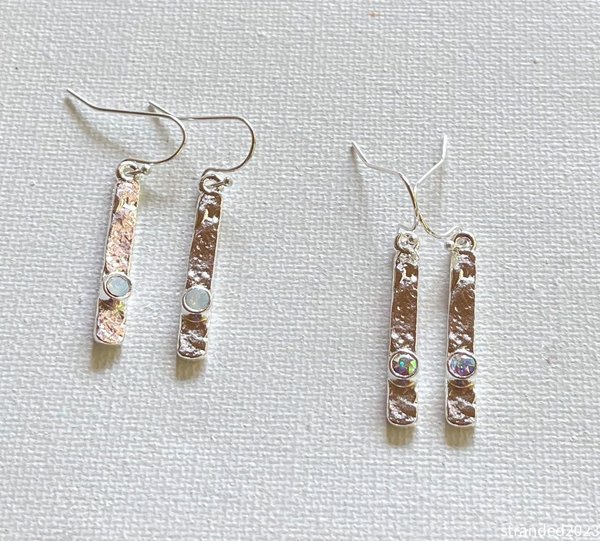 Crystal and Sterling Silver Stick Earrings