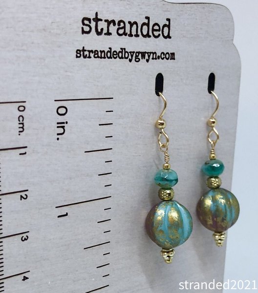 Melon-cut Czech Glass Bead Earrings