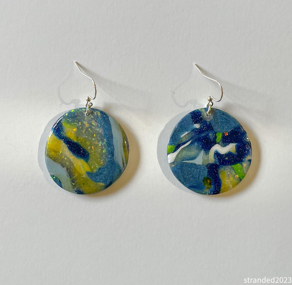 Starry Night Polymer Clay Disc Earrings