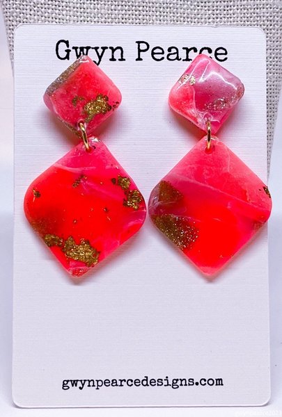 Hot Pink Faux Agate Polymer Clay Earrings