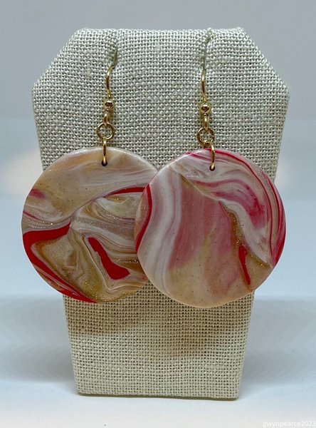 Peppermint Swirl Polymer Clay Disc Earrings