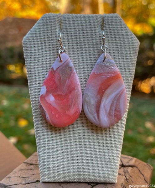 Coral Swirl Polymer Clay Earrings