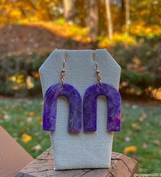 Purple Faux Agate Polymer Clay Earrings