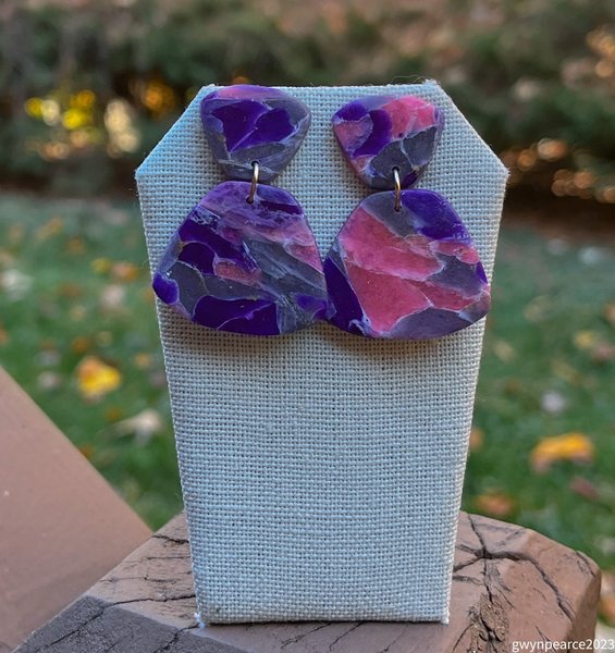 Purple Faux Agate Polymer Clay Earrings