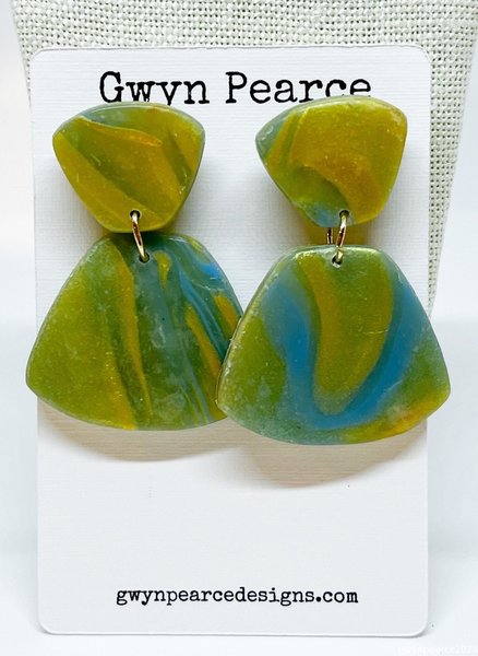 Aqua Swirl Polymer Clay Earrings