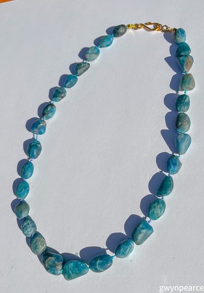 Hand Knotted Matte Apatite Nugget Necklace