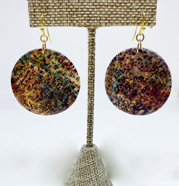 Stained Glass Polymer Clay Disc Earrings