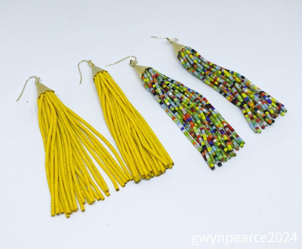 Dramatic Beaded Tassel Earrings