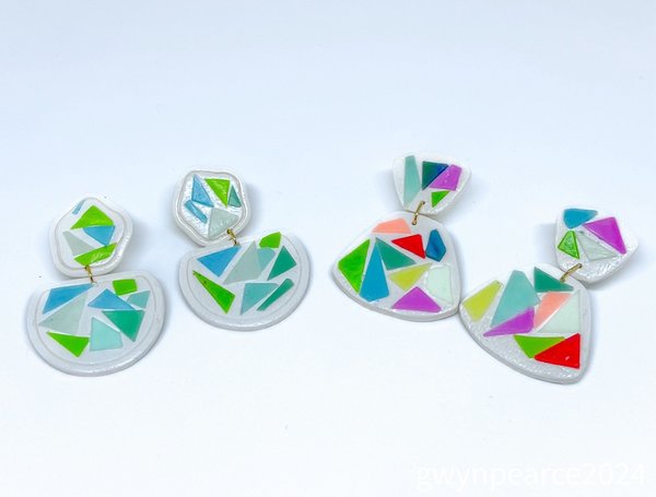 Polymer Clay Mosaic Post Earrings