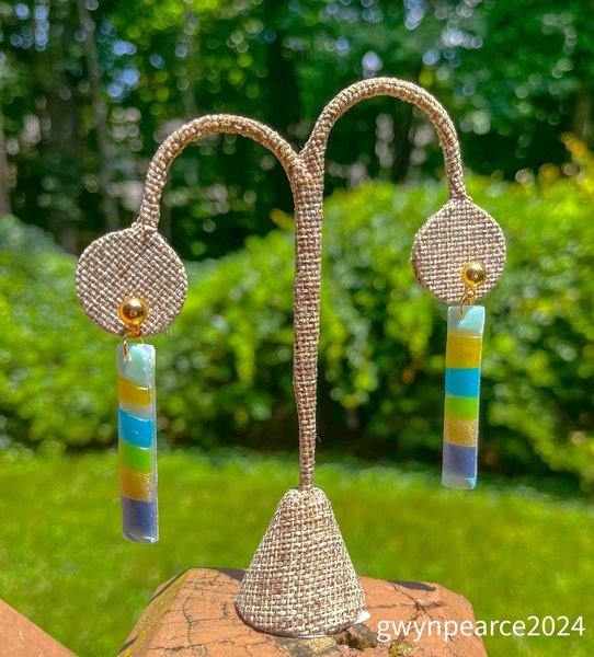 Seaside Stripes Polymer Clay Earrings