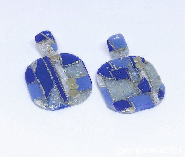 Blue Stained Glass Effect Earrings