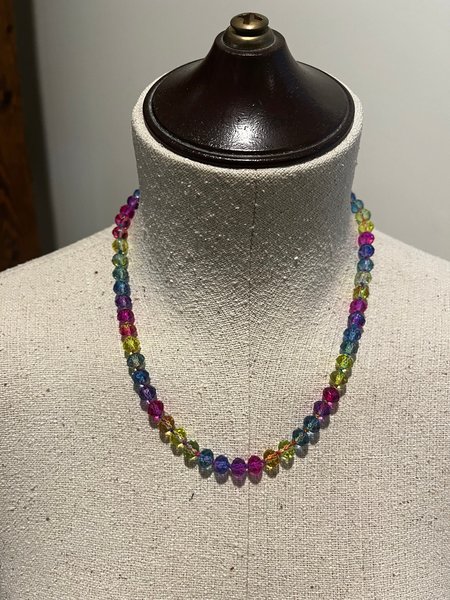 Rainbow Crystal Hand Knotted Necklace